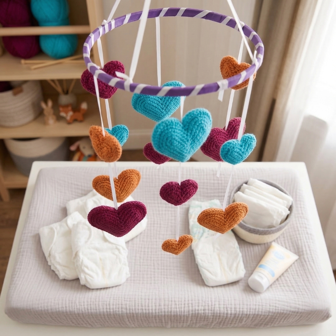 Flying Hearts Crochet Mobile Pattern