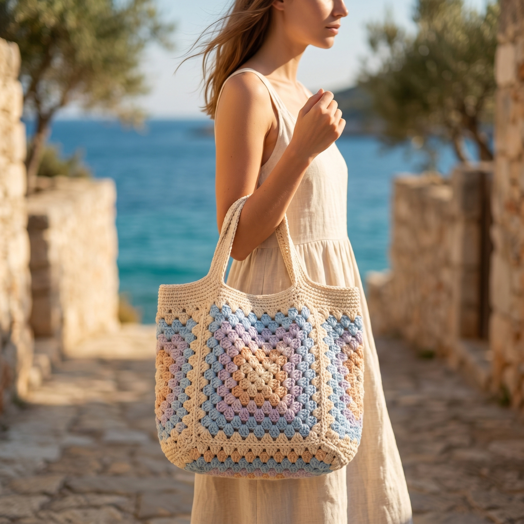 Granny Square Beach Bag crochet